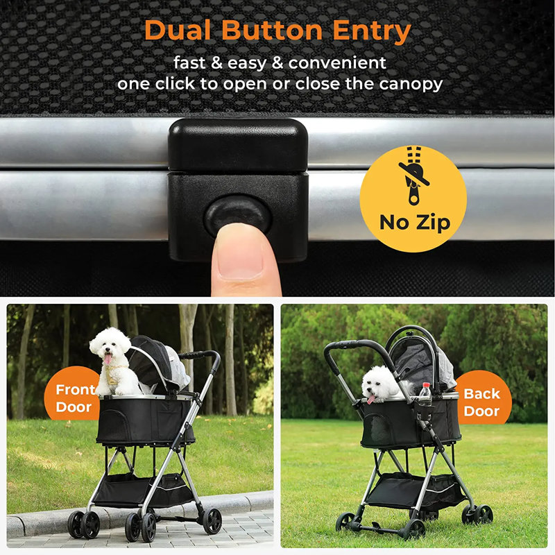 VIAGDO Pet Stroller Premium 3in1 For Medium Small Dogs Cats